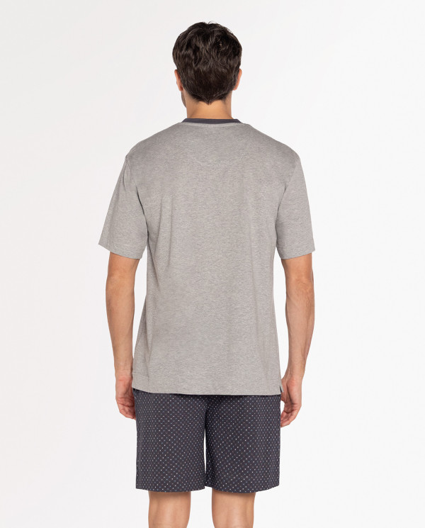 Short cotton pajamas, Split Color Grey - 1 - 2