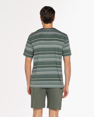 Bamboo and cotton short pajamas, Cartago Color Green - 1 2