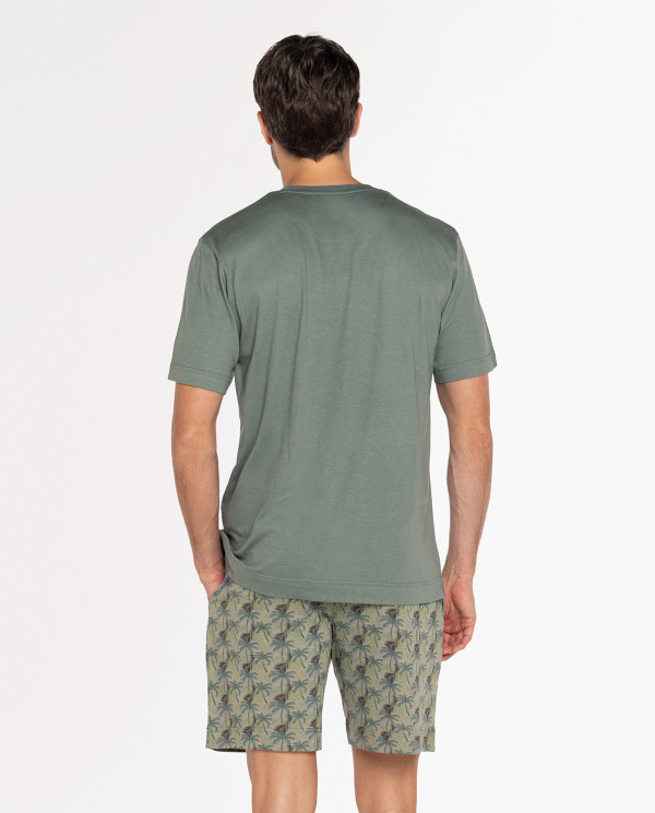 Pyjama court en bambou et coton, Cartago Couleur Vert - 1 - 2