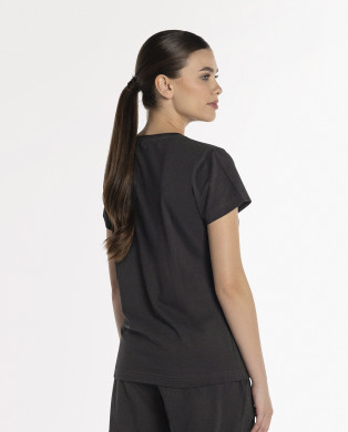 Short Sleeve T-Shirt, elastic cotton, Basix Color Black - 1 2
