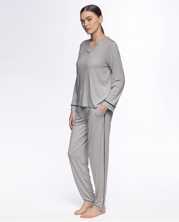 Cloudy Polka Dot Modal pyjamas Color Grey - 1