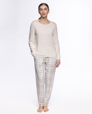 Pijama de quadres, de modal, Cloudy Color Cru - 1