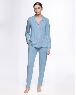 Pyjama à pois, modal, Bouquet Couleur Bleu - 1