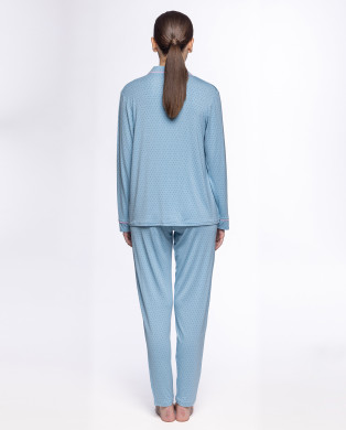 Pyjama à pois, modal, Bouquet Couleur Bleu - 1 2