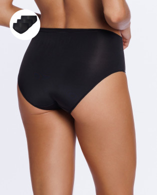 Lot de 3 culottes hautes en microfibre Couleur Noir - 1 2