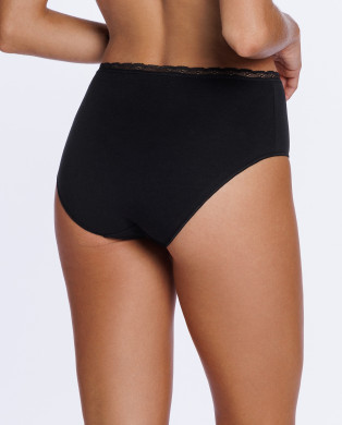 Brief alto de algodón elástico, Urban Lace Color Negro - 1 2