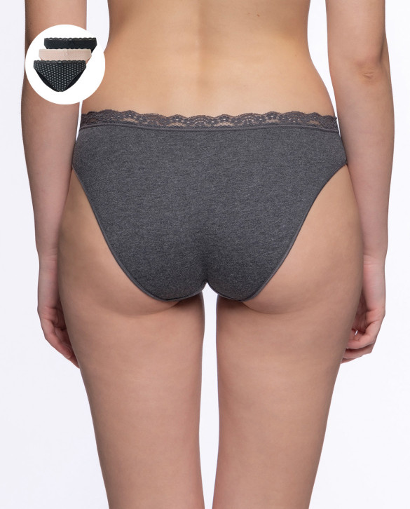 Lot de 3 slips en coton et dentelle, Undie's Pack Couleur Assorti - 1 - 2