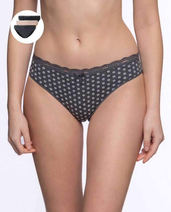 Lot de 3 slips en coton et dentelle, Undie's Pack Couleur Assorti - 1 - 2 - 3 - 4 - 5 - 6
