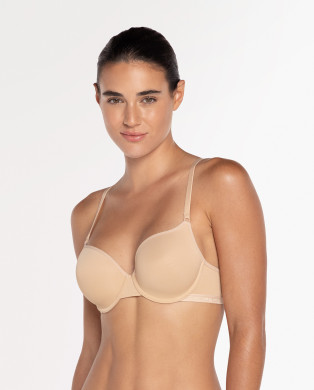 Soutien-gorge en microfibre avec mousse et armatures Couleur Beige - 1