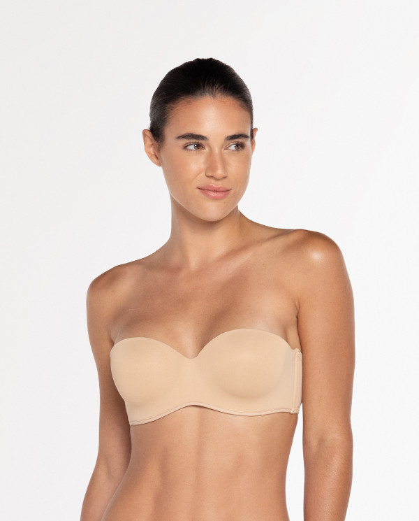 Basix Microfiber Strapless Bra Color Beige - 1
