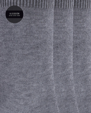 Pack de 3 mitjons de cotó llisos - Basix Color Gris - 1 2