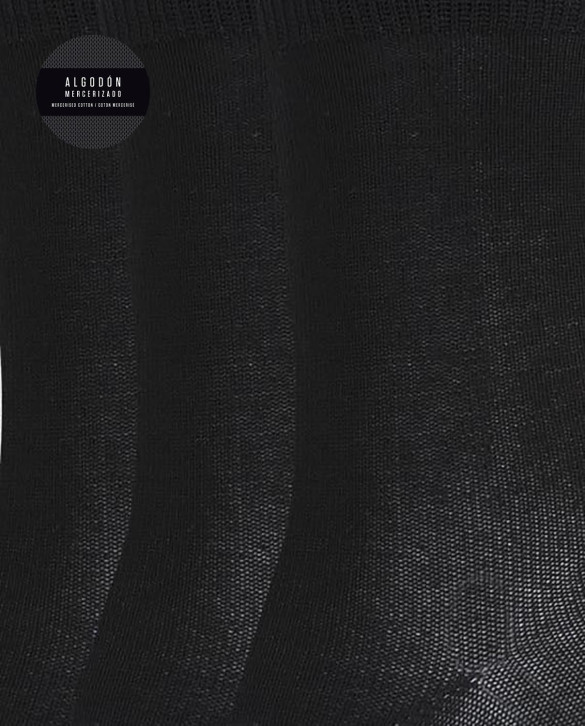Pack of 3 plain mercerized cotton socks - Basix Color Black - 1 - 2