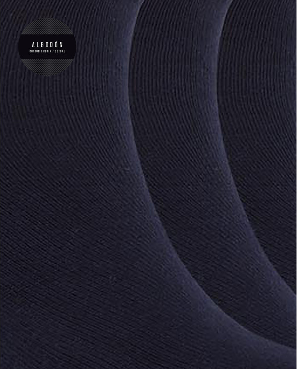 Lot de 3 chaussettes unies en coton - Basix Couleur Bleu marine - 1 - 2