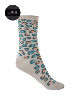 Cotton socks - print - rolled cuff Color Stone - 1
