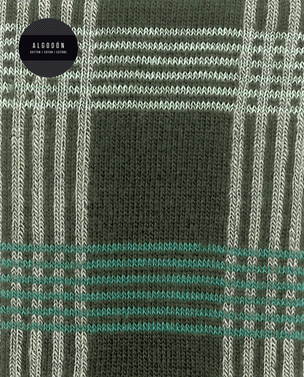 Chaussettes en coton - à carreaux - revers roulé Couleur Vert - 1 - 2