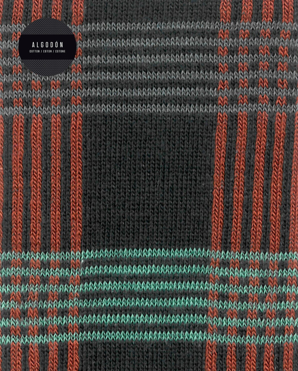 Chaussettes en coton - à carreaux - revers roulé Couleur Gris - 1 - 2