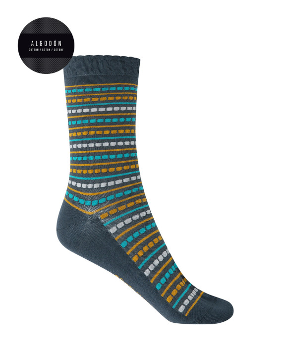 Calcetines de algodón - rayas Color Azul jeans - 1