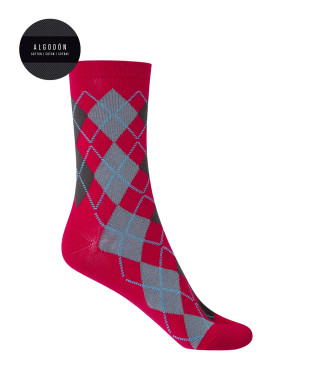 Cotton socks - rhombuses Color Red - 1
