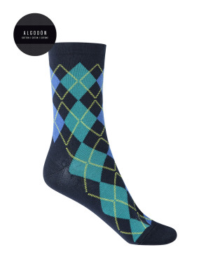 Cotton socks - rhombuses Color Navy - 1