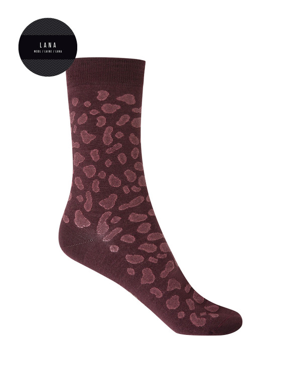 Wool socks - openwork print Color Burgundy - 1