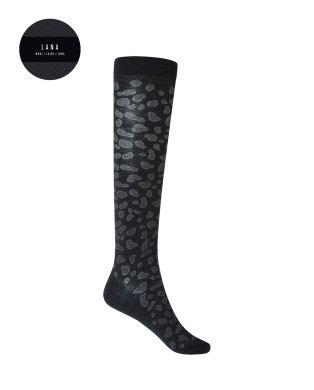 Wool socks - openwork print Color Black - 1