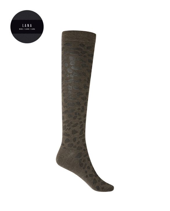 Chaussettes en laine - imprimé ajouré Couleur Marron - 1