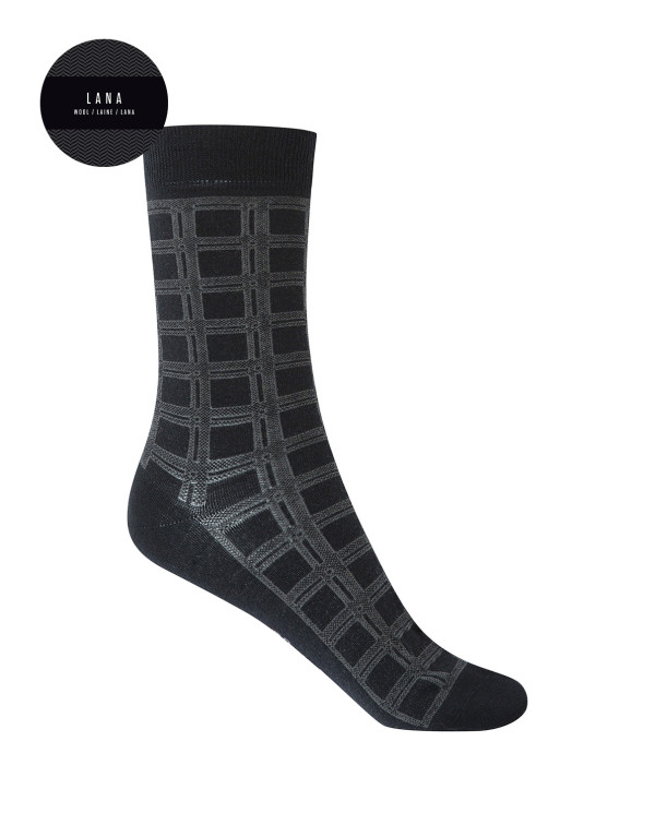 Wool socks - openwork checks Color Black - 1