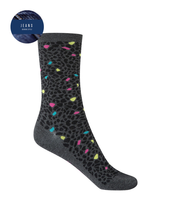 Mitjons de viscosa - print Color Gris fosc - 1