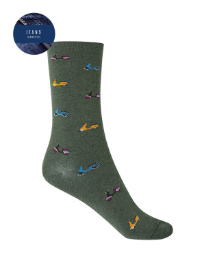 Chaussettes viscose - motos Couleur Vert - 1