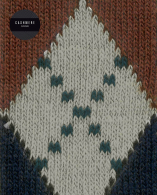 Chaussettes cachemire/laine - losanges - revers roulé Couleur Bleu marine - 1 2