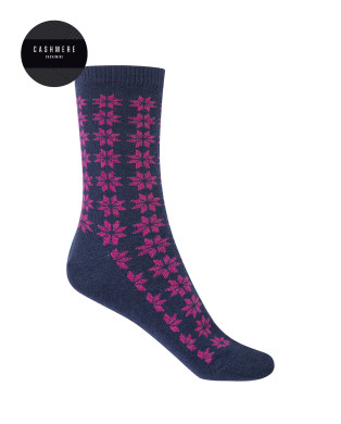 Calcetines de cashmere/lana - flor de nieve Color Marino - 1