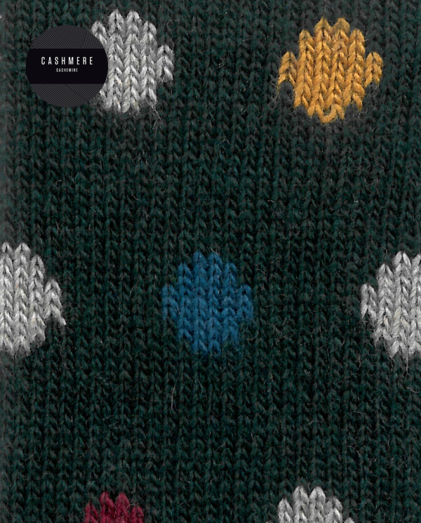 Chaussettes cachemire/laine - à pois - revers roulé Couleur Vert - 1 - 2