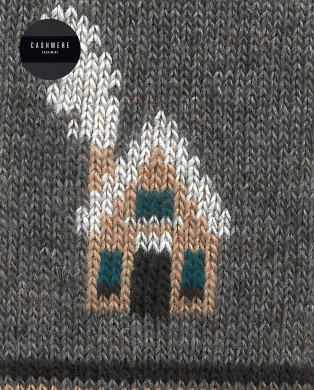 Cashmere/wool socks - borders - rolled cuff Color Brown - 1 2