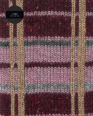 Chaussettes cachemire/laine - à carreaux - revers roulé Couleur Bordeaux - 1 2