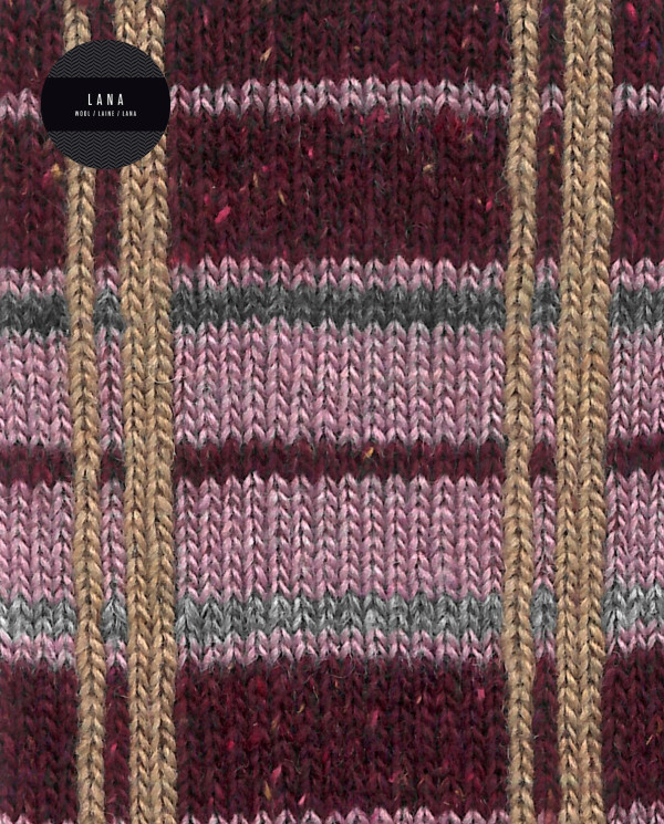 Chaussettes cachemire/laine - à carreaux - revers roulé Couleur Bordeaux - 1 - 2