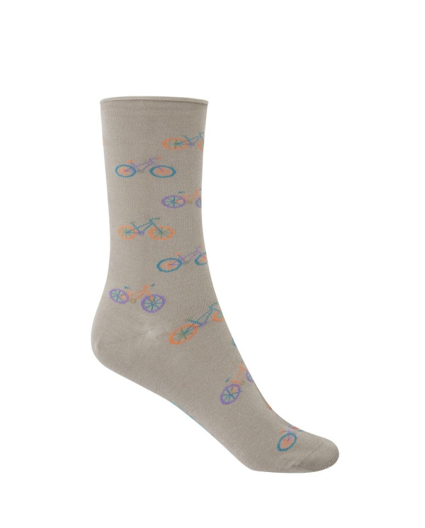 Cotton socks - bicycles - rolled cuff Color Stone - 1