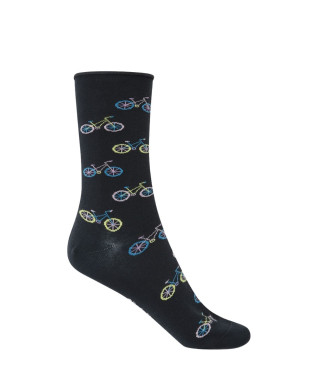 Cotton socks - bicycles - rolled cuff Color Grey - 1