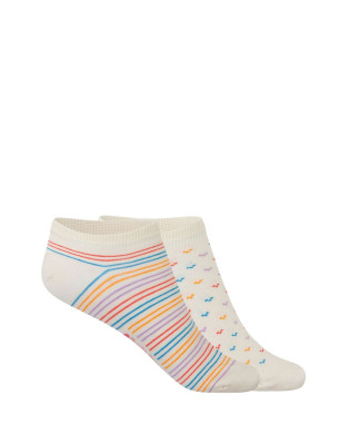 Lot de 2 paires de chaussettes en coton - fantaisie Couleur Beige - 1