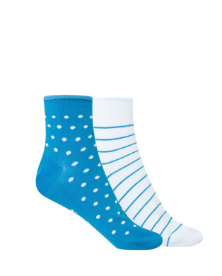 Lot de 2 chaussettes en coton - fantaisie - bord roulé Couleur Assorti - 1
