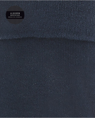 Plain mercerized cotton socks with rolled up cuffs Color Navy - 1 2