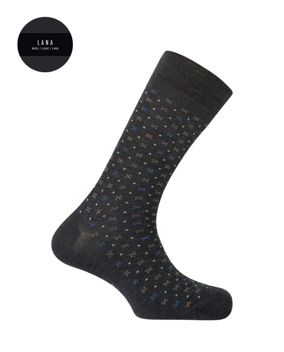 Chaussettes en laine - motifs cravates Couleur Gris fonce - 1