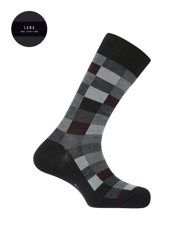 Wool socks - checkered Color Black - 1