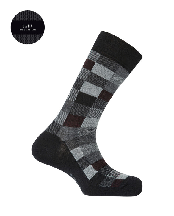 Wool socks - checkered Color Black - 1
