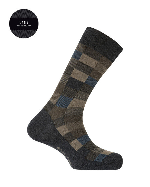 Wool socks - checkered Color Grey - 1