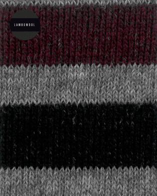 Chaussettes en laine d'agneau - rayées - revers roulé Couleur Gris - 1 2