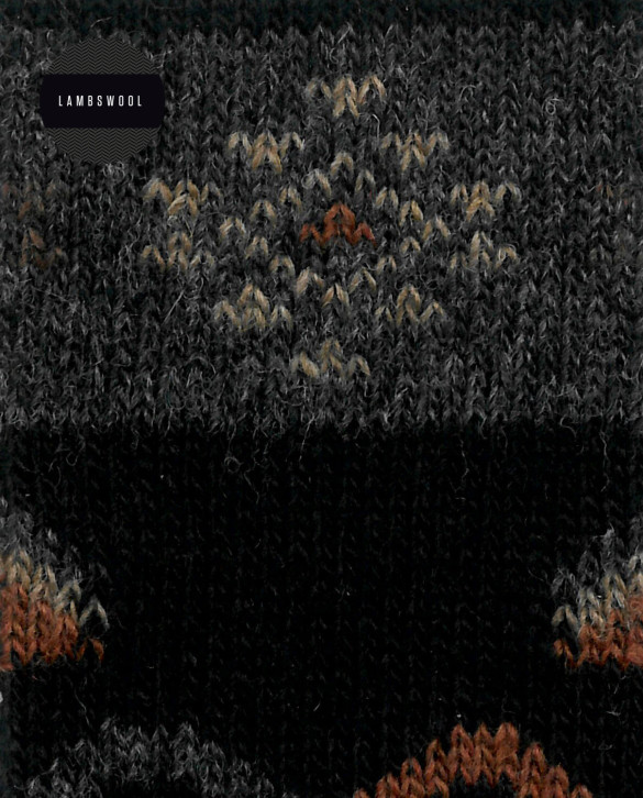 Lambswool socks - Nordic border Color Black - 1 - 2