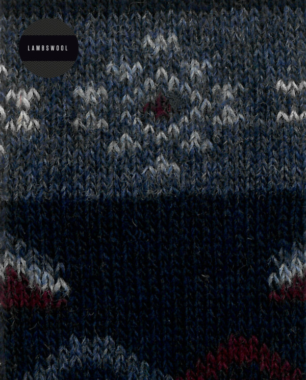 Lambswool socks - Nordic border Color Navy - 1 - 2