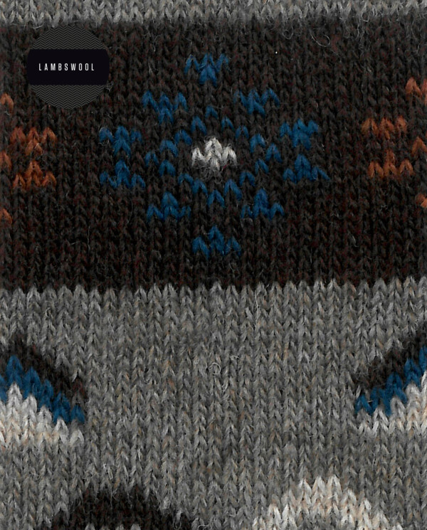 Lambswool socks - Nordic border Color Brown - 1 - 2