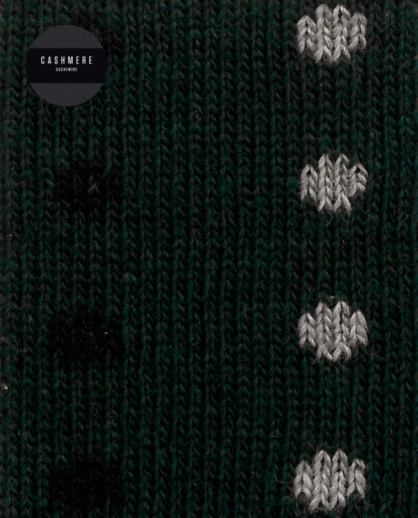 Chaussettes cachemire/laine - à pois - revers roulé Couleur Vert - 1 - 2