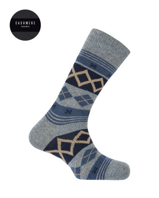 Chaussettes cachemire/laine - bordure nordique Couleur Gris - 1